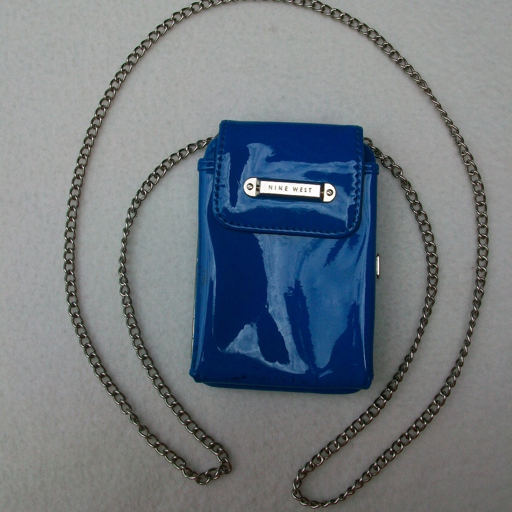 Nine West Mini Bag Purse Small Glossy Bright Blue